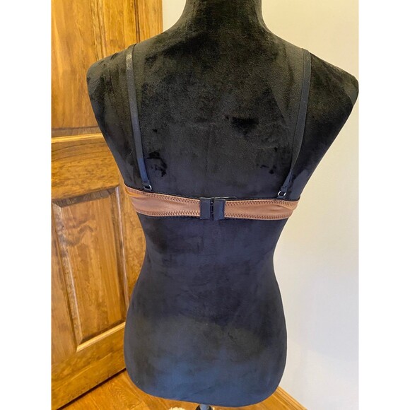 Sexy Demi Bra Underwire Lacey  Size Large with Orange Lace Cup and Brown Sides - Picture 4 of 9